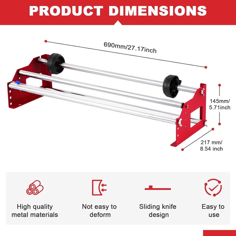 Consfly 23.6 inch Table Stretch Film Dispenser, Wall Mount Stretch Film Packing Machine, Manual Cling Wrap Roll Dispenser with Cutter for Packaging, Moving and Shipping - Image 3